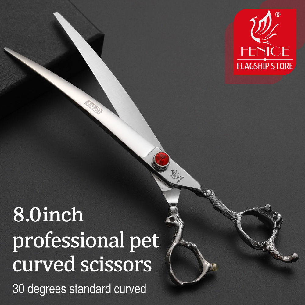 Professional Pet Grooming Scissors Curved - Forbici Professionali Curvate Fenice Dragon Handle