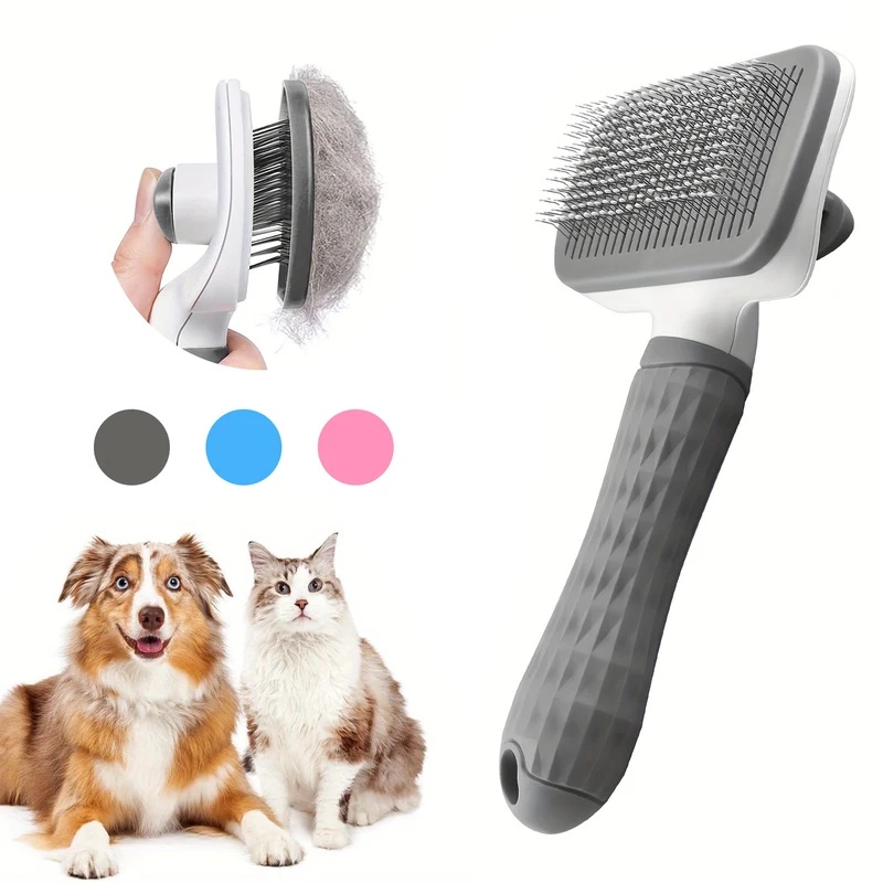 Slicker Brush Self Cleaning Pet Grooming - Spazzola autopulente per la rimozione del