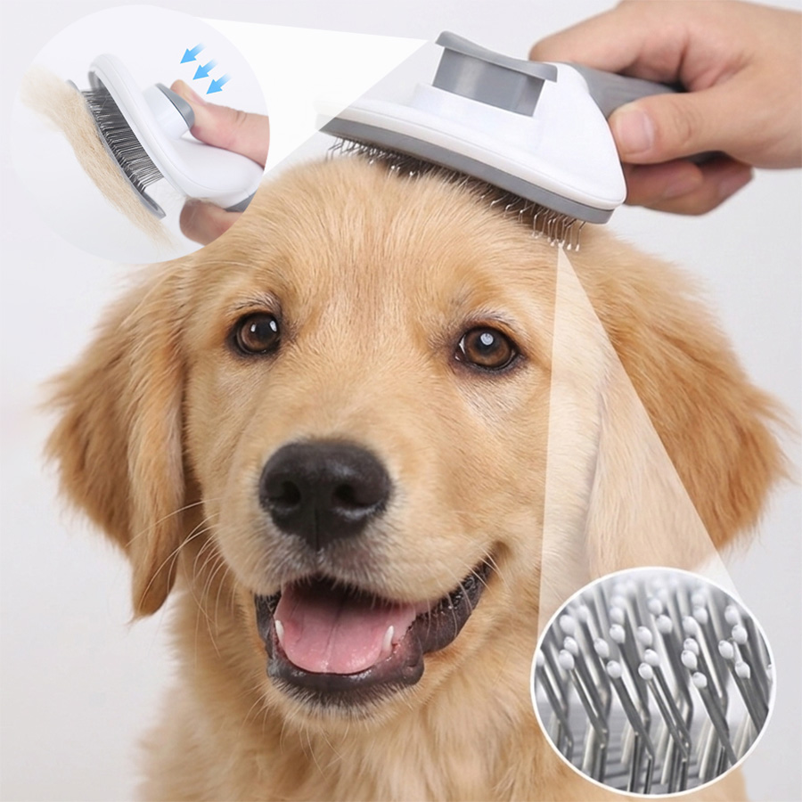 Slicker Brush Self Cleaning Pet Grooming - Spazzola Autopulente per Animali Domestici, Rimozione