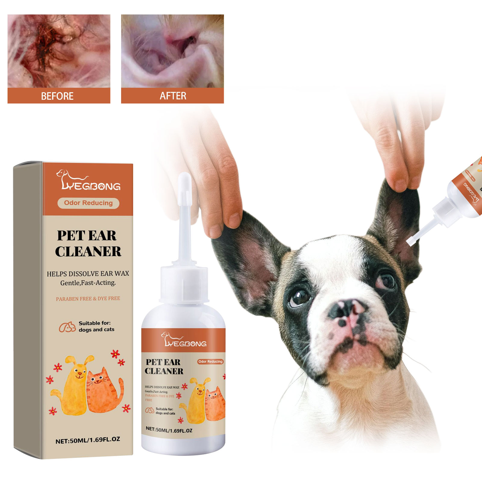 Dog Ear Cleaner Solution Drops Wash - Detergente per le orecchie del cane