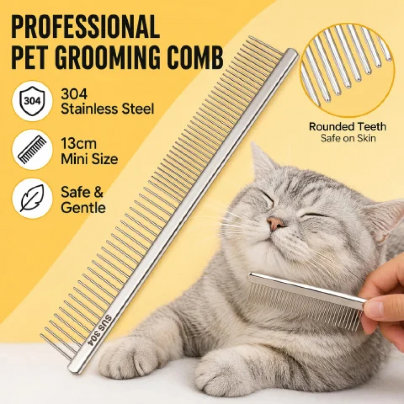 Flea Comb Fine Tooth Pet Tear Stain - Pettine per toelettatura animali domestici in