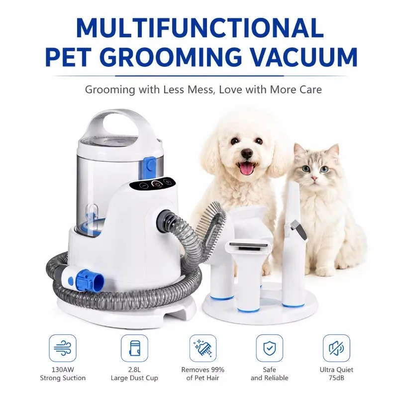 Pet Grooming Vacuum Suction Kit 5 In 1 - Kit Aspirapolvere Professionale 5-in-1 per Toelettatura