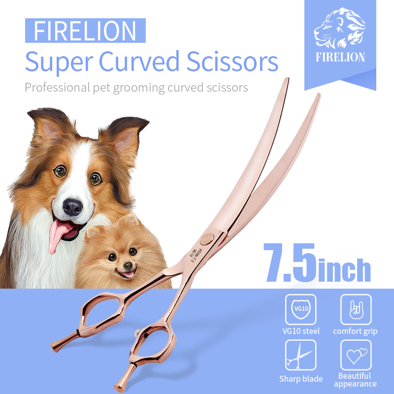 Professional Pet Grooming Scissors Curved - FIRELION Professionale VG10 6.5/7.0/7.5 Pollici Tosatura
