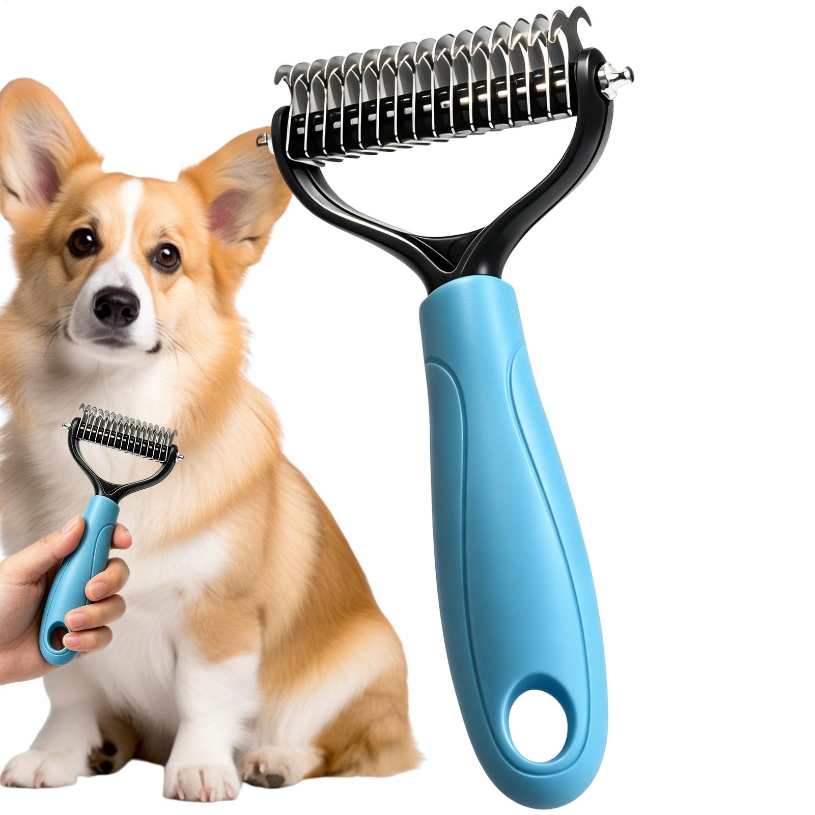 Undercoat Rake Dematting Tool Dog Shedding - Spazzola a doppia faccia per la