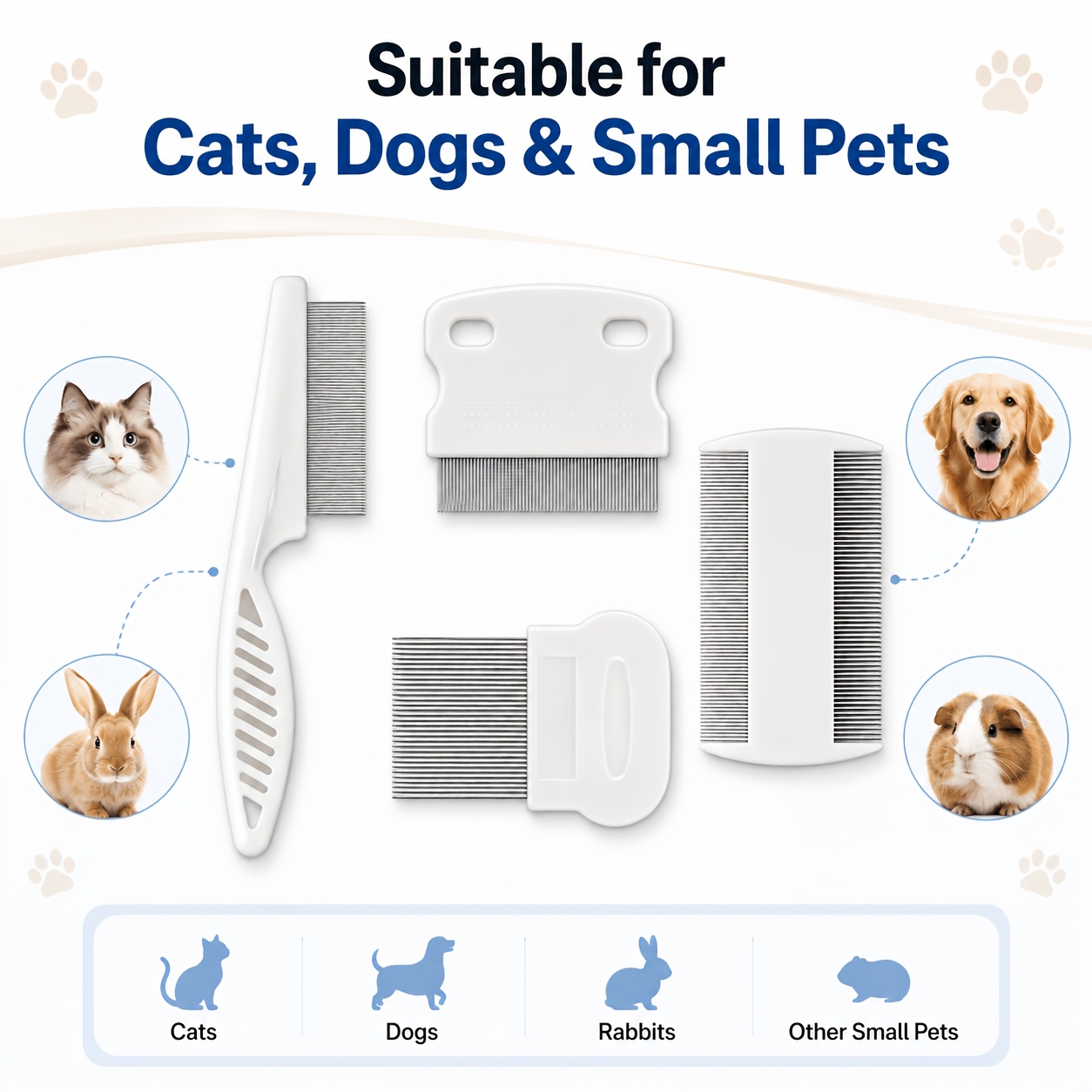 Set di 4 pettini per animali d - Flea Comb Fine Tooth Pet Tear Stain recensione e prezzo